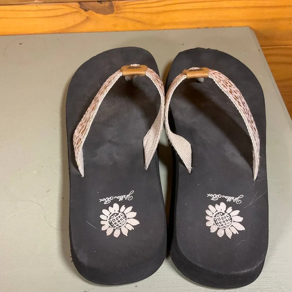 Yellow Box Womens Flip Flops Sandals Size 8 Brown Leopard Print Casual Slip On - Picture 7 of 10
